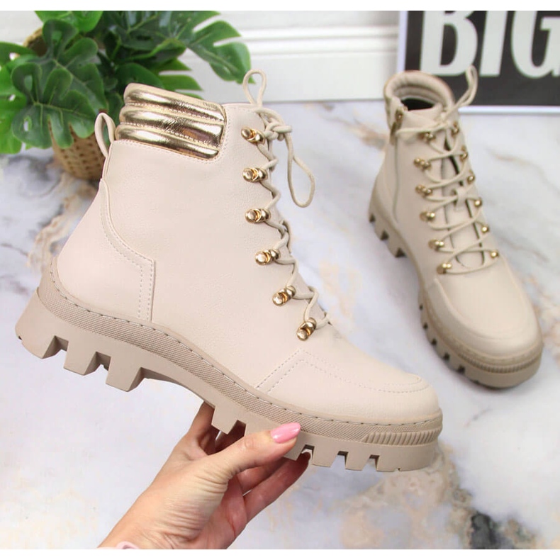 Kvinnors vandringskängor, beige plattformsarbetare, Potocki 1