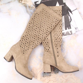 POTOCKI Damstövlar, genombrutna, mockabrun Daszyński beige 1