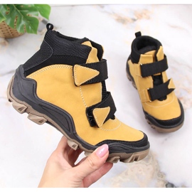 Pojkskor värmda med kardborre kamel Kornecki 6394 brun 1