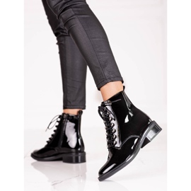 Eleganta snörstövlar för kvinnor med platt Shelovet-klack svart 2