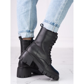 Klassiska svarta Shelovet snörstövlar med höga klackar 1