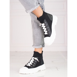 Svarta sneakers för kvinnor med en hög Shelovet-överdel 2