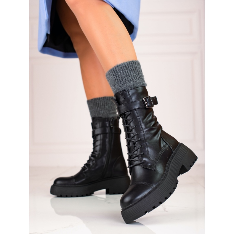 Höga svarta damväskor med Shelovet-snörning 1