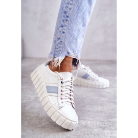 Sportläderskor för kvinnor, bundna vita och blå Ariva 2