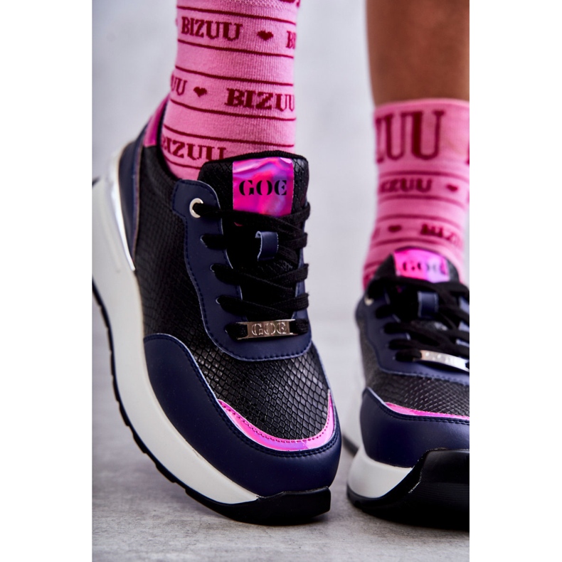 Damsportskor på kil GOE KK2N4081 Svart-Marinblå 2