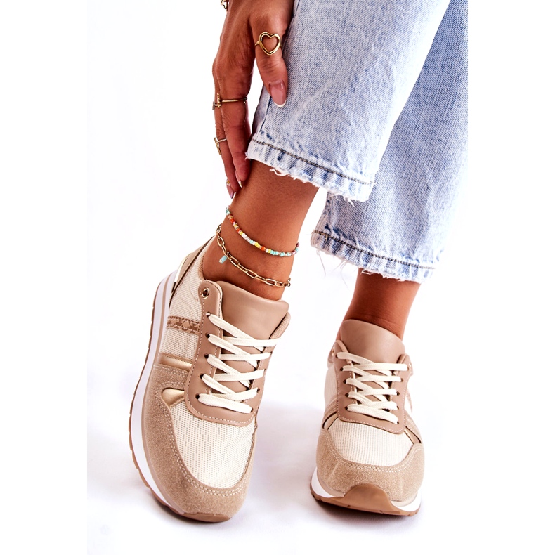 PG1 Klassiska damer knutna sportskor Beige Elenes 1