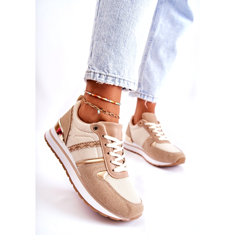 PG1 Klassiska damer knutna sportskor Beige Elenes 3