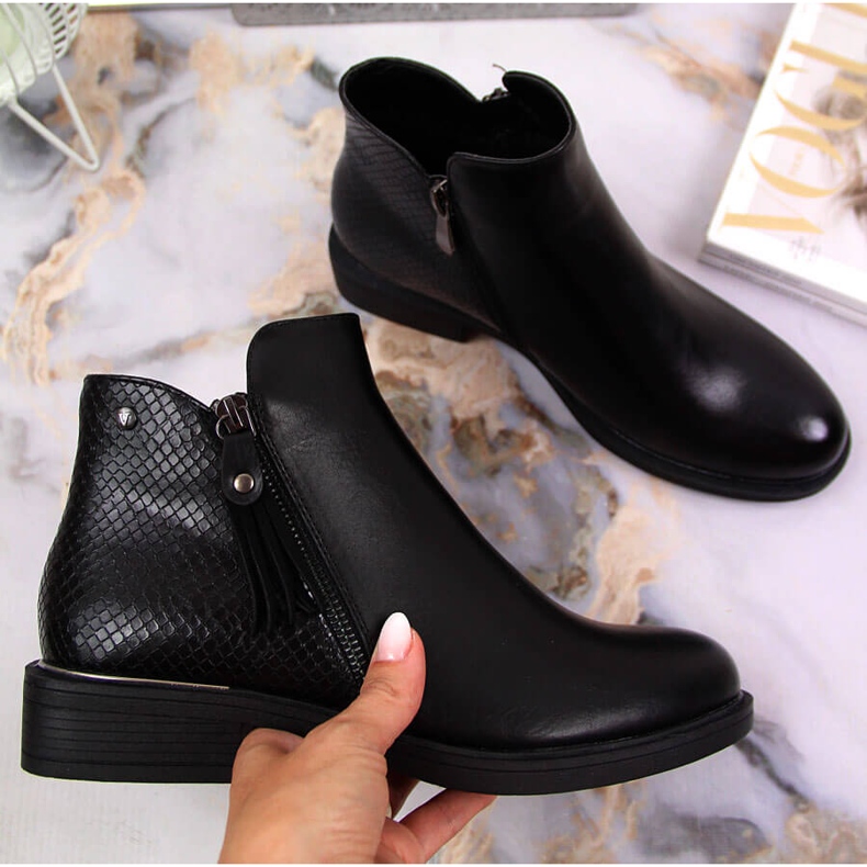 Jodhpur stövlar för kvinnor svart ormskinn Vinceza 1