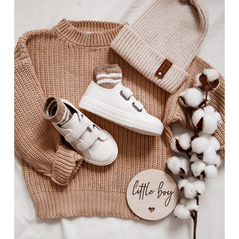 Barnsneakers i läder med kardborre Big Star KK374093 Vit 2