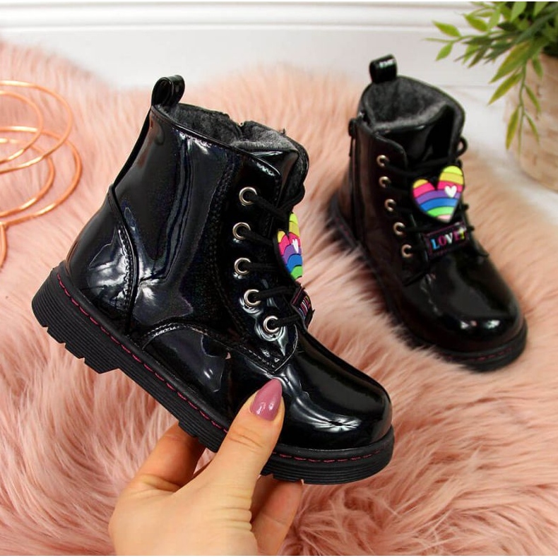 Svarta stövlar för tjejer isolerade Jr EVE318A vit 1