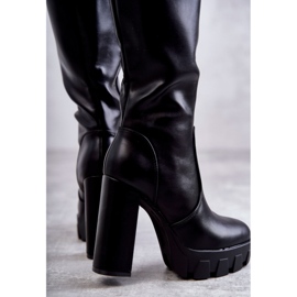 WS1 Fashionabla stövlar i ekologisk läder på plattformen Svart Isabell 2