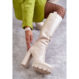 WS1 Fashionabla stövlar i ekologisk läder på beige Isabell-plattform 2