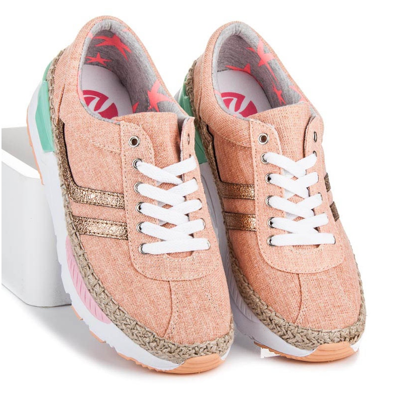 Kylie Sneakers med snörning, espadrillor rosa 1