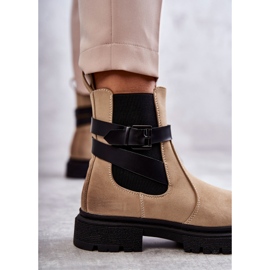 FE1 Kvinnors varma stövlar Jodhpur stövlar Med ett skärp Beige Jose 2