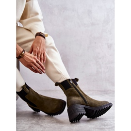 Gröna varma stövlar för kvinnor på hög klack Abella 2