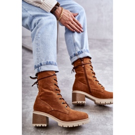 Kvinnors varma stövlar på högklackat kamel Julieta brun 2