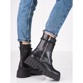 Shelovet kvinnors arbetare med en dekorativ dragkedja på ovandelen svart 1