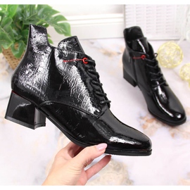 Svart isolerade svarta Jezzi JEZ371 lackade damstövlar 1