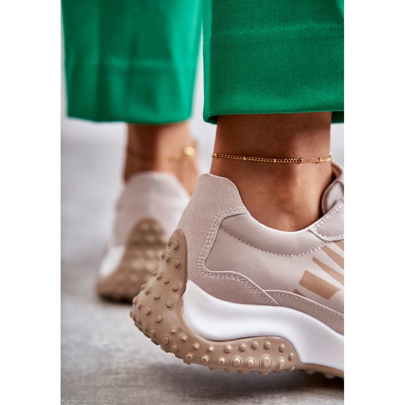 Vinceza Beige sportskor med snörning för kvinnor brun 2