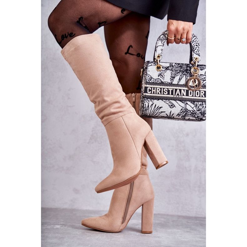 Klassiska mockaklackstövlar Mörkbeige Tressa brun 2