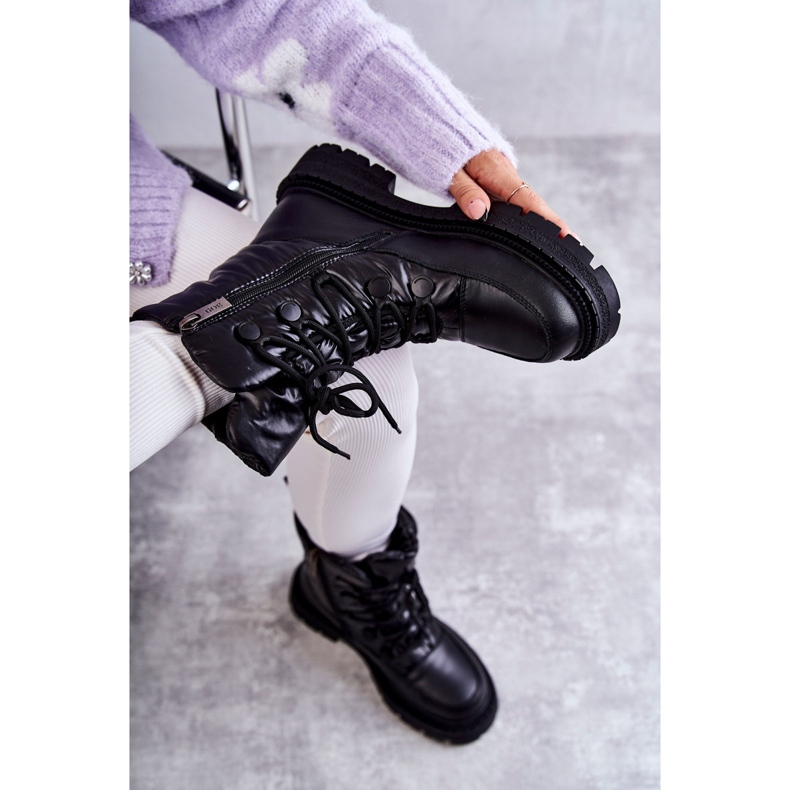 Snöskor med snörning för kvinnor GOE KK2N4017 Svart 1