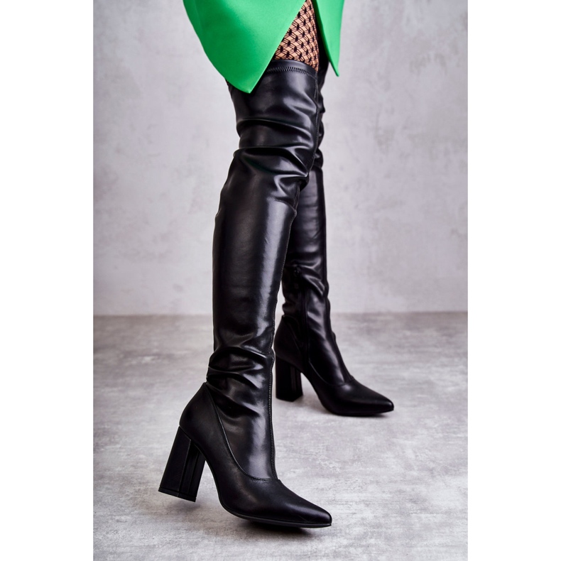 FS1 Högklackade läderstövlar Svart Casto 1