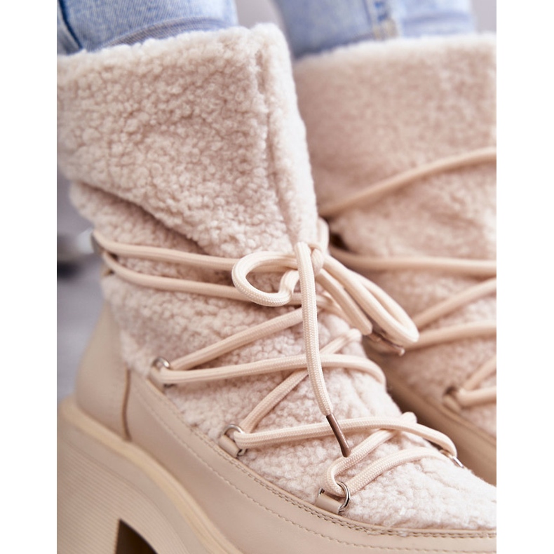 FS1 Snöskor för kvinnor med fårskinn Beige Sanna brun 1