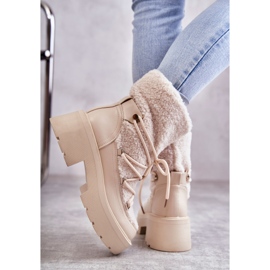 FS1 Snöskor för kvinnor med fårskinn Beige Sanna brun 2