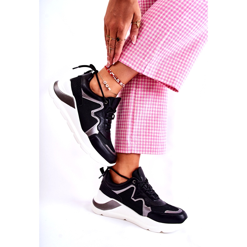 Kvinnors fashionabla svarta sportsneakers 2