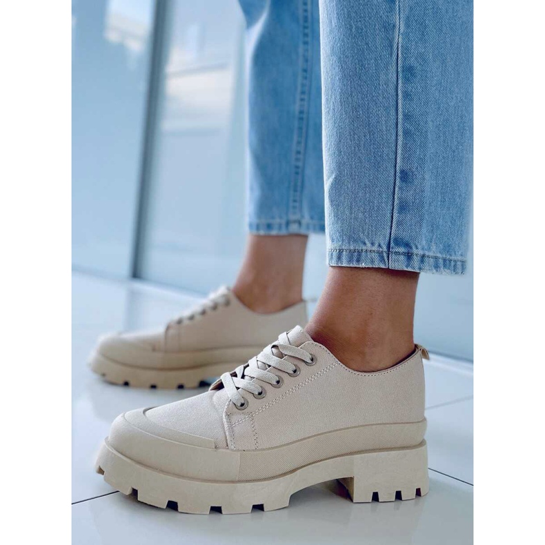 Golv Khaki vandringssneakers beige 1