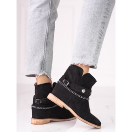 Cowboystövlar i mocka för kvinnor på en kil Shelovet svart 2