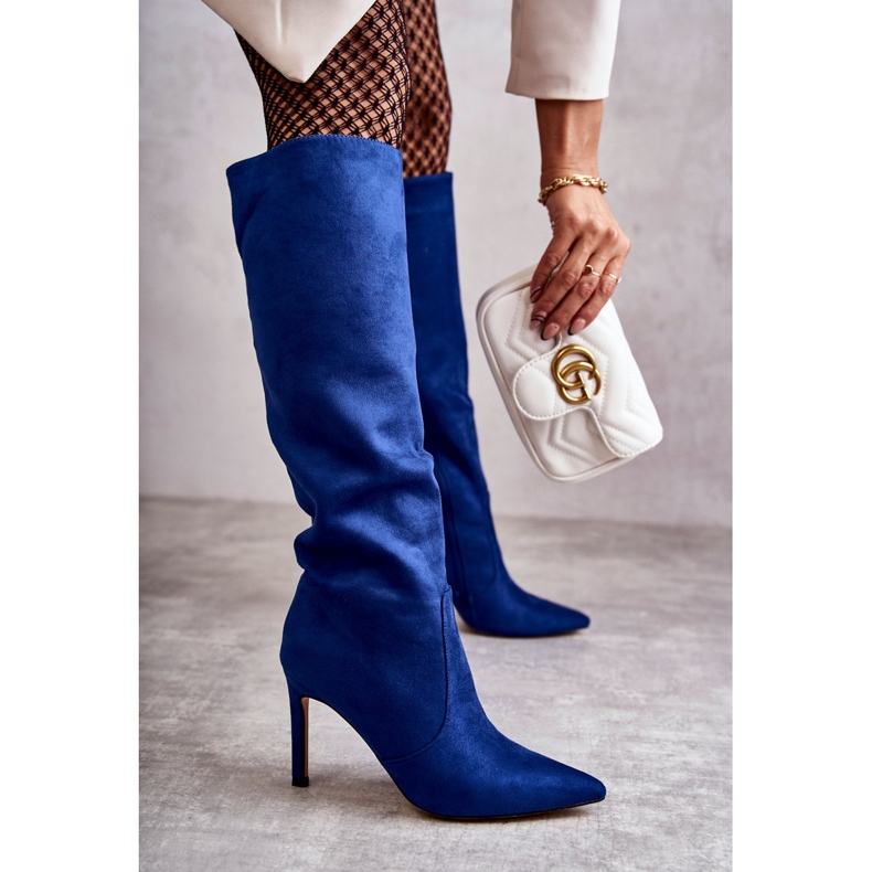 FS1 Mocka blå Carite högklackade stövlar 2