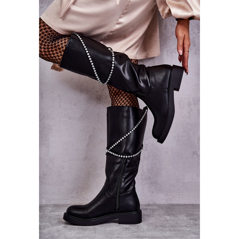 FS1 Svarta stövlar för kvinnor med ornament Svart Finlay 1