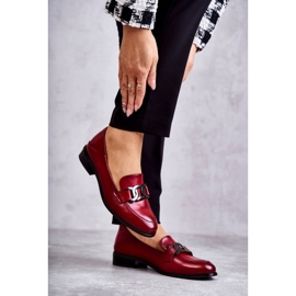 Vinceza Fashionabla Leather Loafers Burgundy Trine röd 2