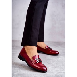 Vinceza Fashionabla Leather Loafers Burgundy Trine röd 1