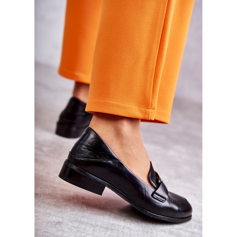 Vinceza Fashionabla Leather Loafers Black Trine svart 2