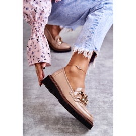 Vinceza Lackade Loafers På Den Beige Reidun Plattformen brun 1