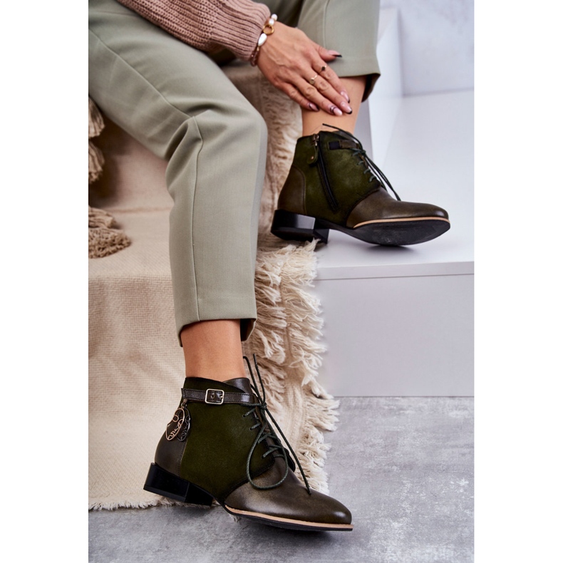 Skinnstövlar för dam Maciejka 5743A-09 Gröna stövlar 2