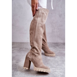 PA2 Höga stövlar i mocka för kvinnor Beige Georgette 1