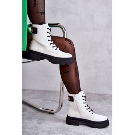 S.Barski Damlackerade stövlar Snörningsarbetare Vit Conny 1