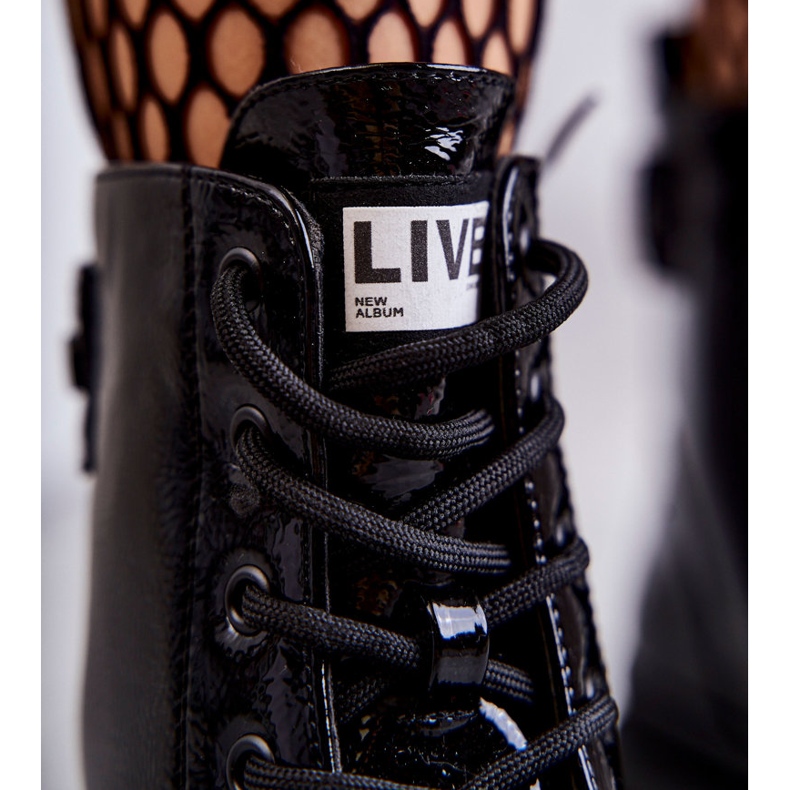 S.Barski Damlackerade stövlar Snörningsarbetare Svart Conny 2