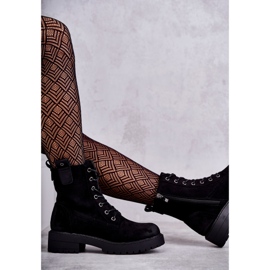 PJ1 Svarta Ritta varma mocka snörstövlar 2