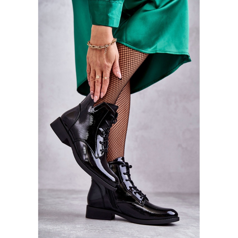 S.Barski Klassiska Lackade Stövlar Dam Jodhpur stövlar Bello svart 1