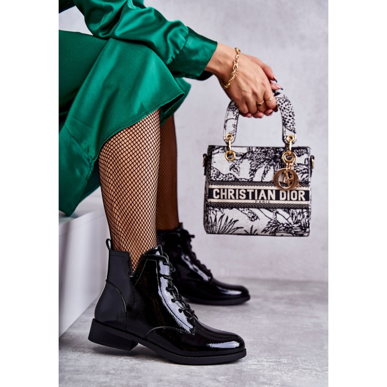 S.Barski Klassiska Lackade Stövlar Dam Jodhpur stövlar Bello svart 2