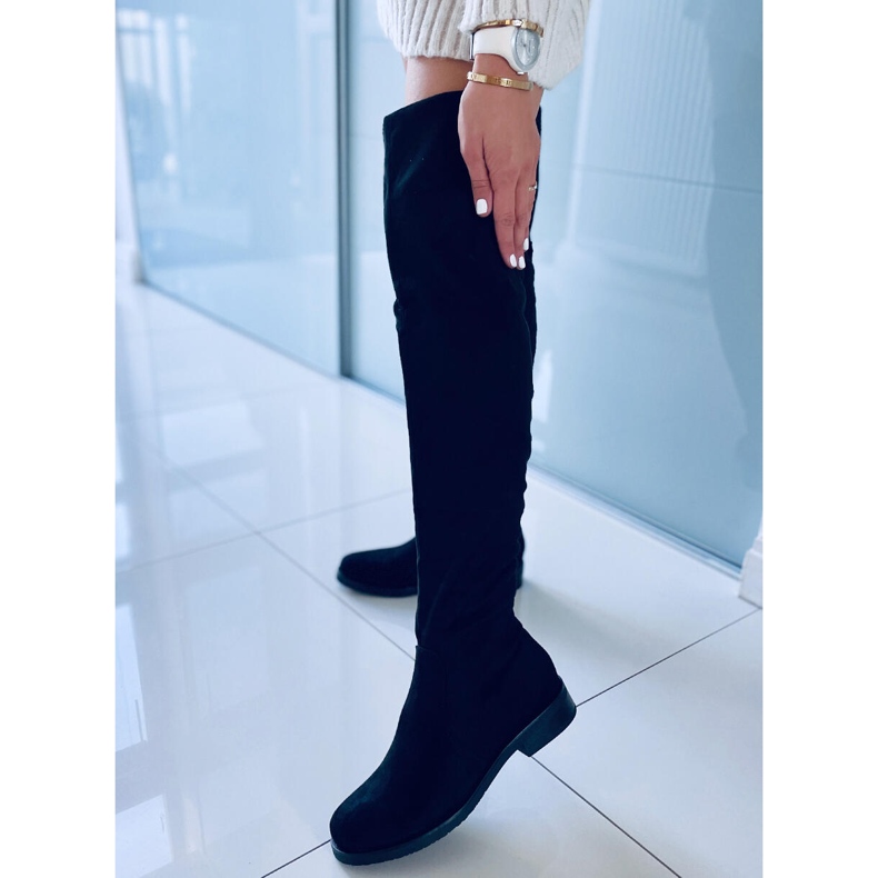 Flat Over-Knee Boots Colleen Black svart 1