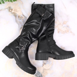 Jezzi Svarta damstövlar med justerbart spänne Vinceza 1