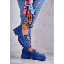 Vinceza Damskor i mocka med blå Britt-dekoration 2