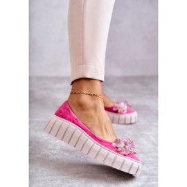 PA2 Mocka Ballerinas På Plattformen Med Fuchsia Ladette Ornament rosa 1