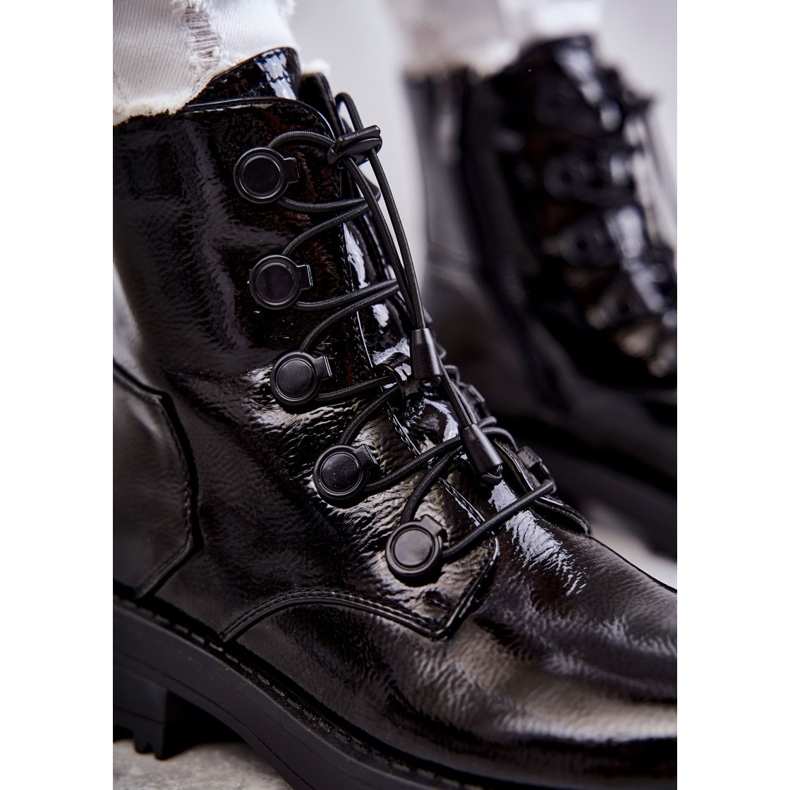 PJ1 Damlackerade varma stövlar med ribbad svart Helia 2