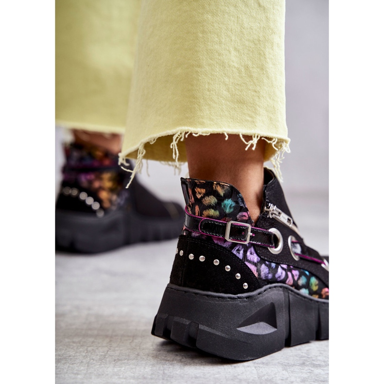 Maciejka-stövlar i läder med fläckar 05660-20 Svart mångfärgad 2